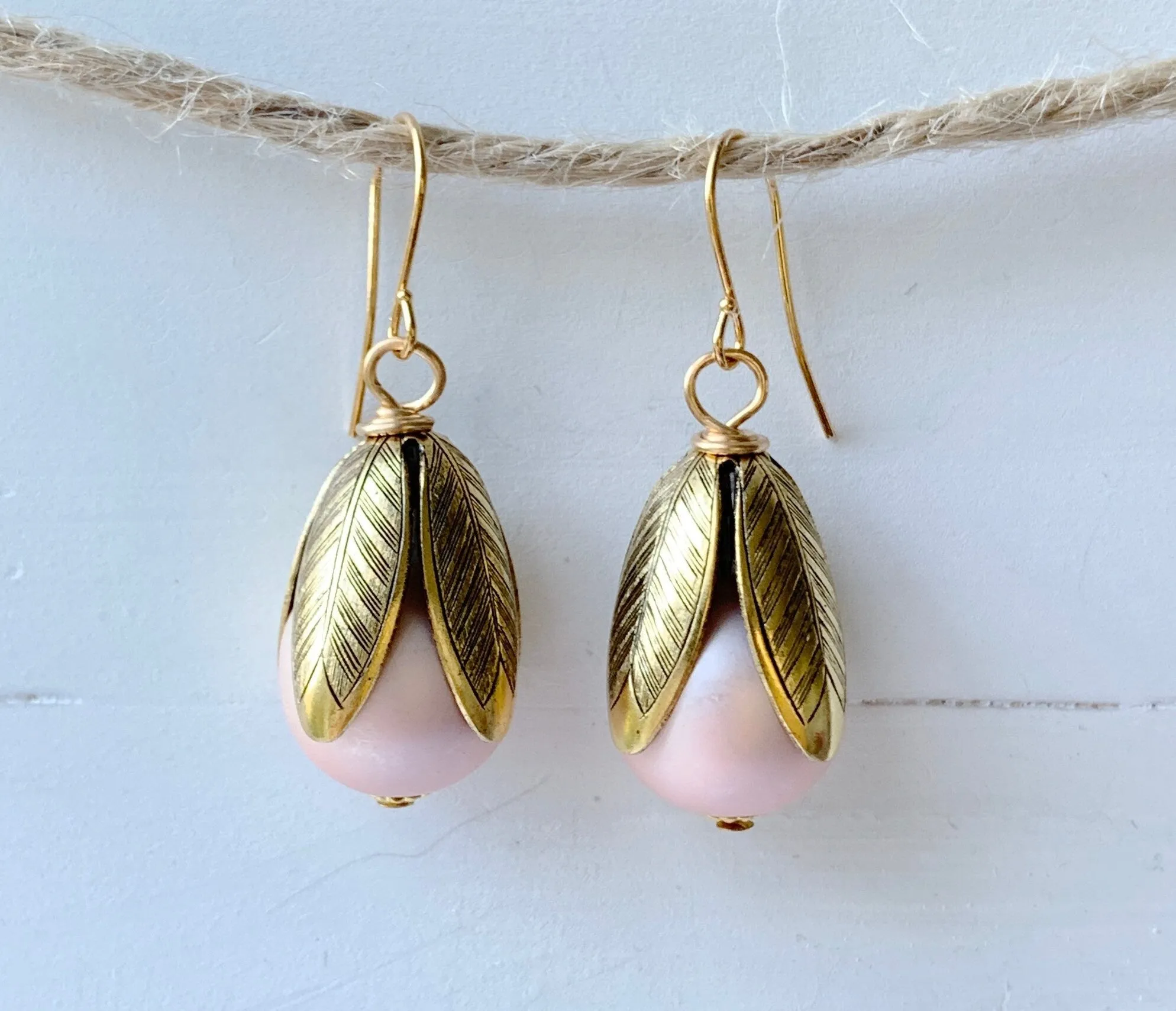 Matte Glass Pearl Bead Cap Earring in Lilac - More Color Options Available