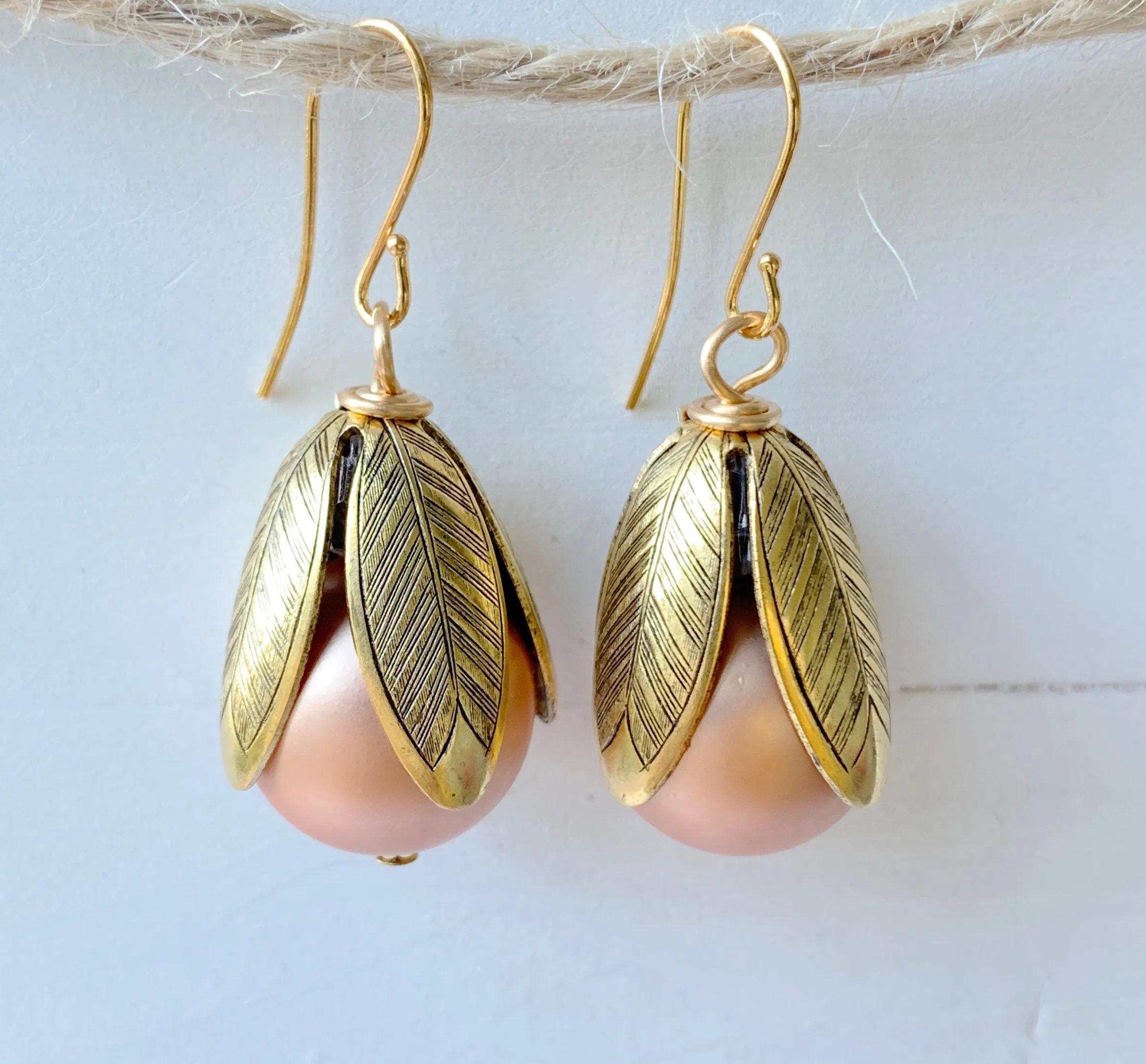 Matte Glass Pearl Bead Cap Earring in Lilac - More Color Options Available