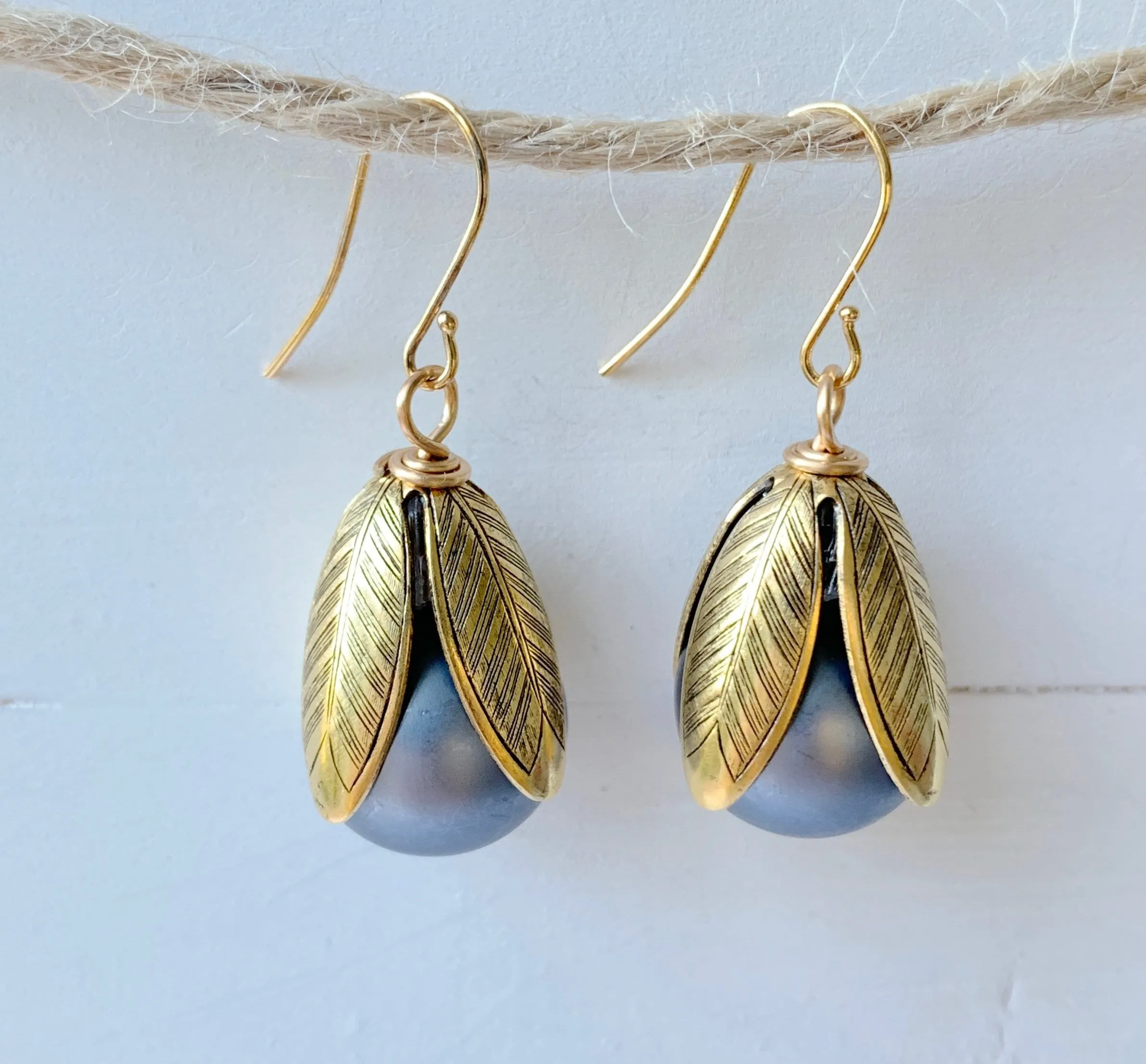 Matte Glass Pearl Bead Cap Earring in Lilac - More Color Options Available