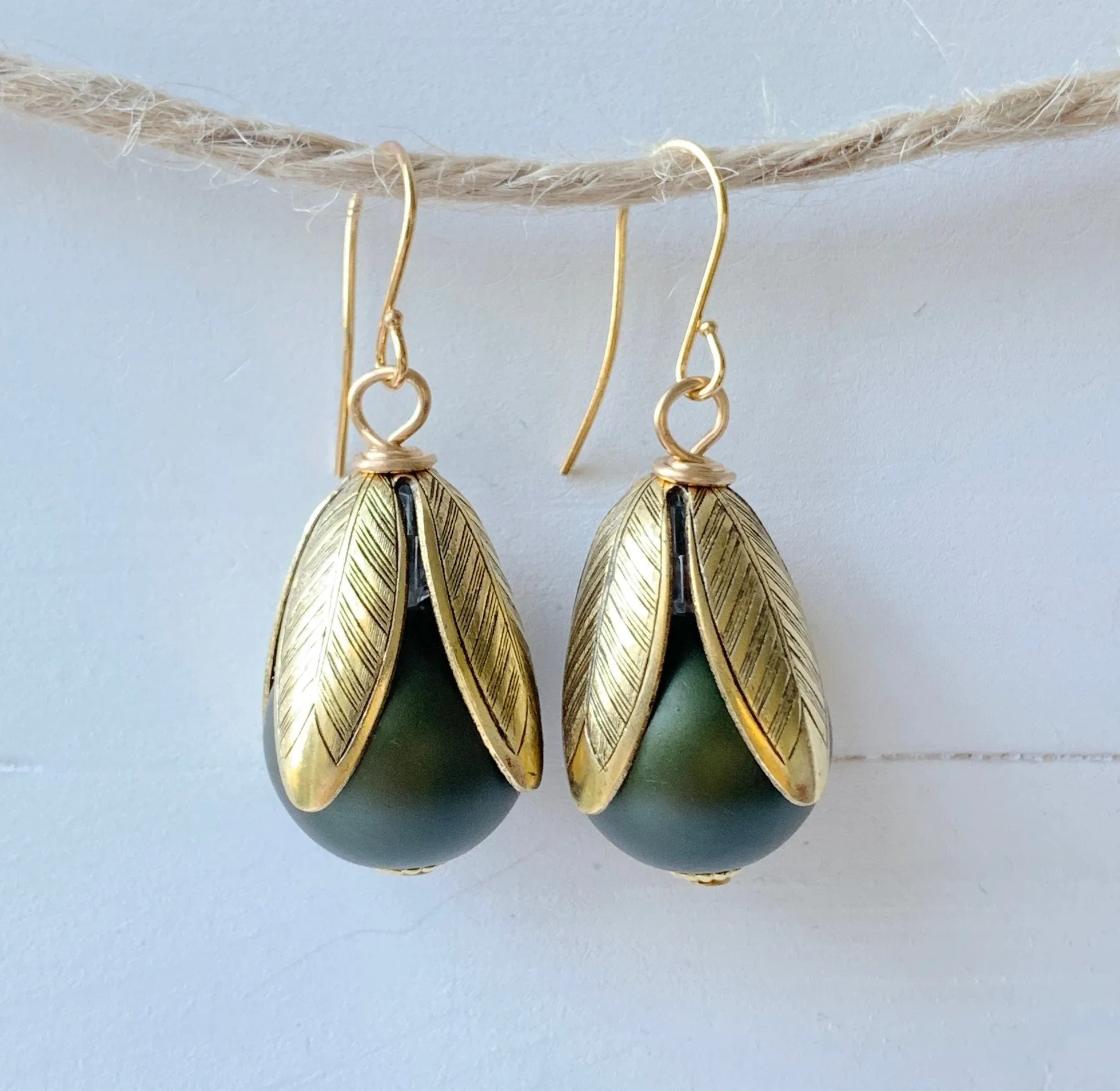Matte Glass Pearl Bead Cap Earring in Lilac - More Color Options Available