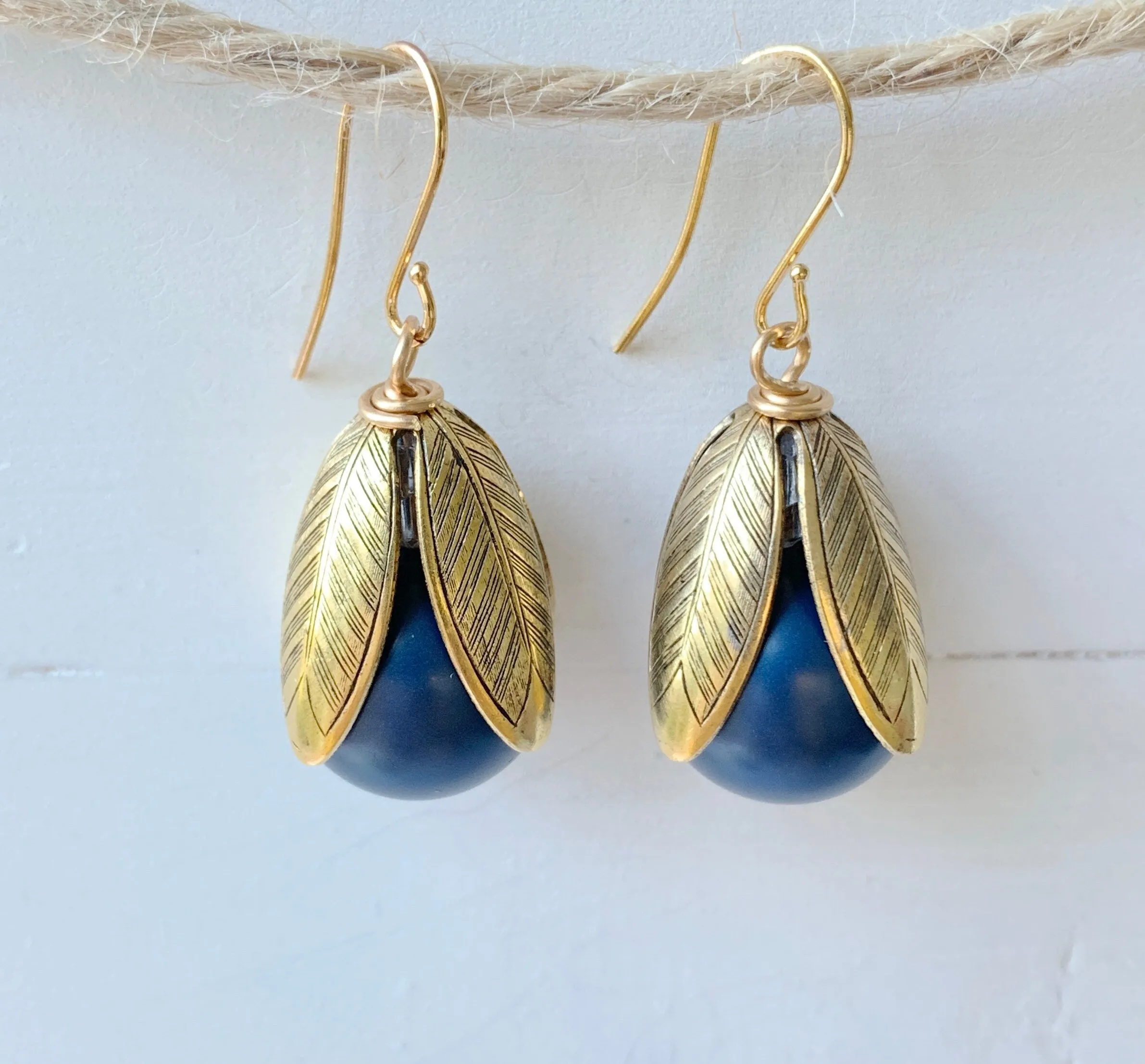 Matte Glass Pearl Bead Cap Earring in Lilac - More Color Options Available