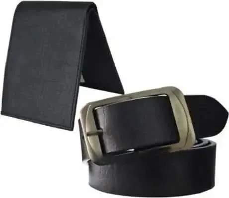 Men's Multi Synthetic Leather Belt and Wallet Combo
