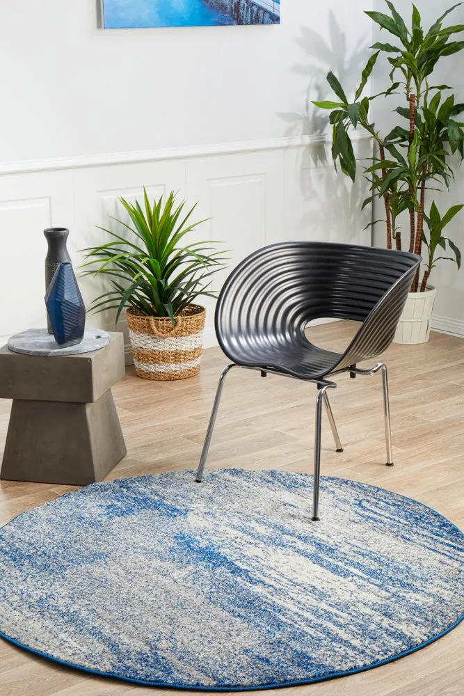 Mirage 355 Round Rug (Blue) by Rug Culture