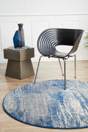 Mirage 355 Round Rug (Blue) by Rug Culture