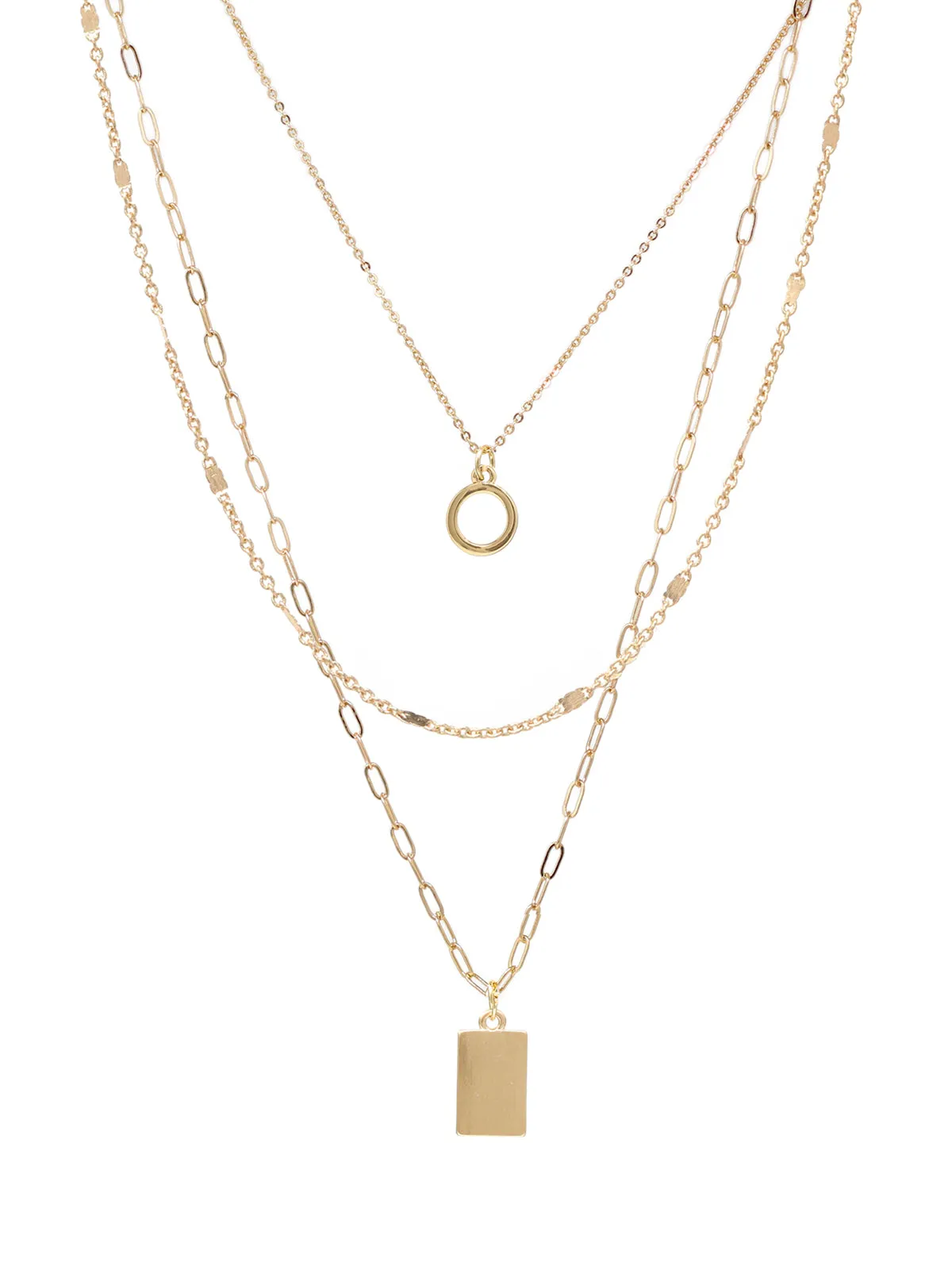 Modern Triple Layered Charm Necklace