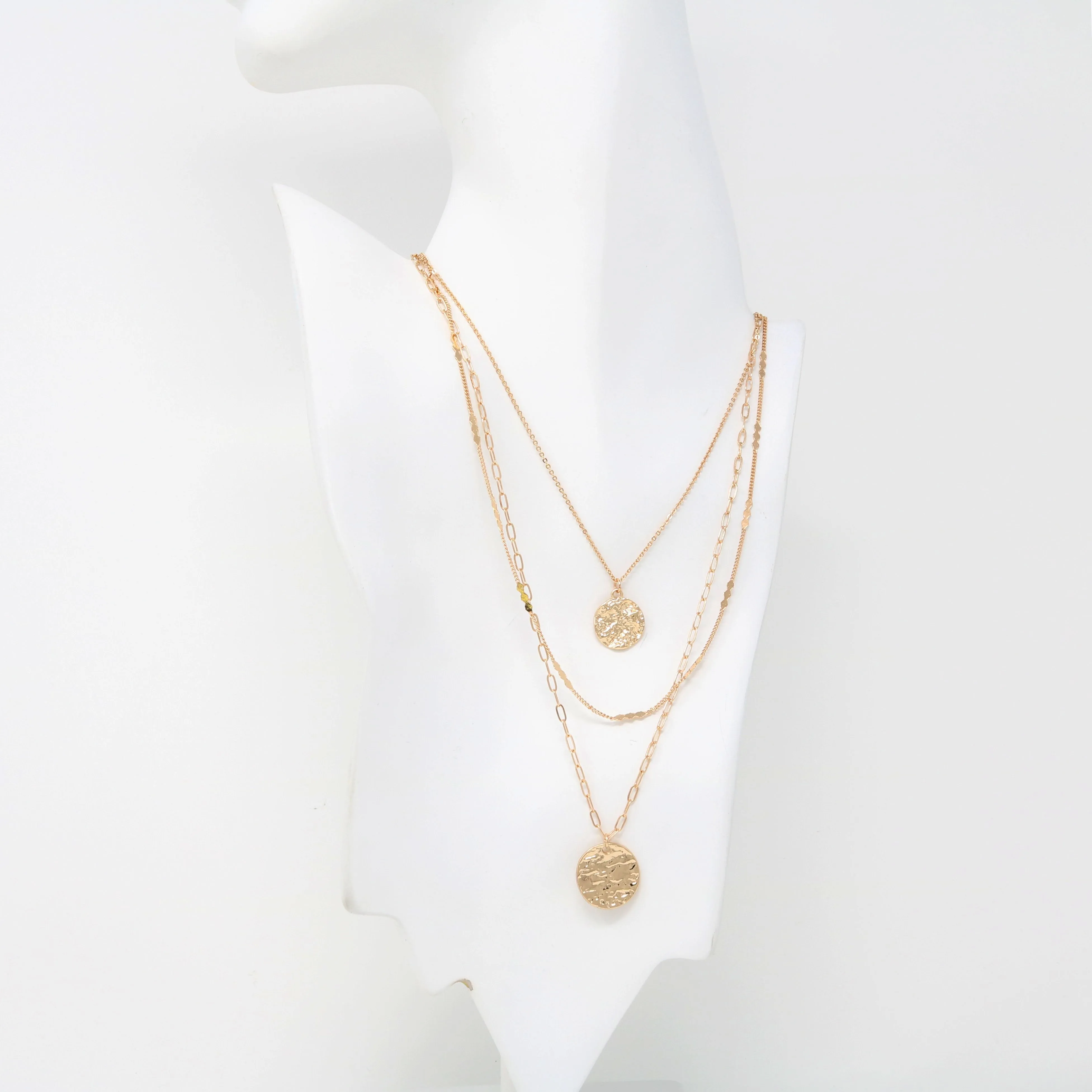 Modern Triple Layered Pendant Necklace