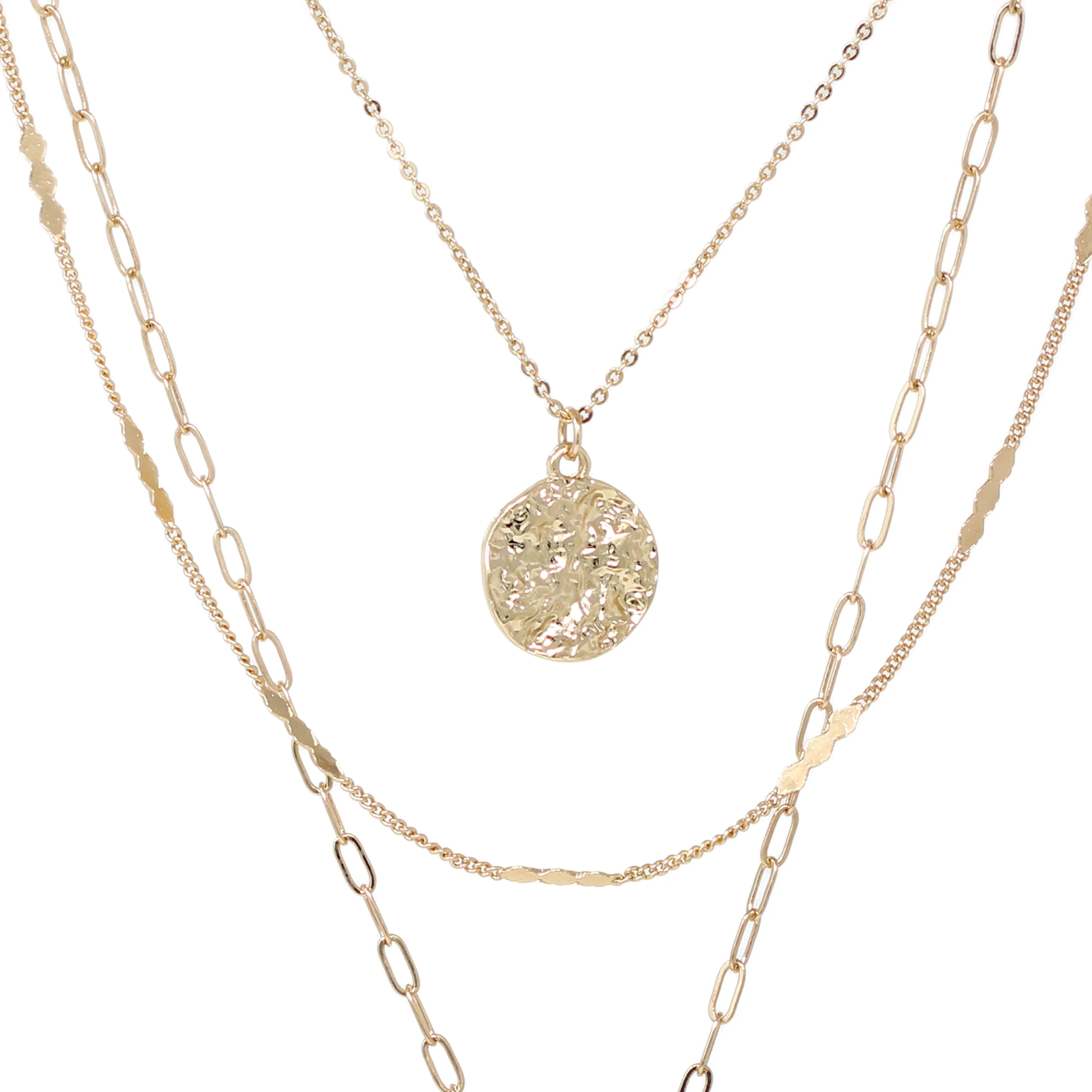 Modern Triple Layered Pendant Necklace