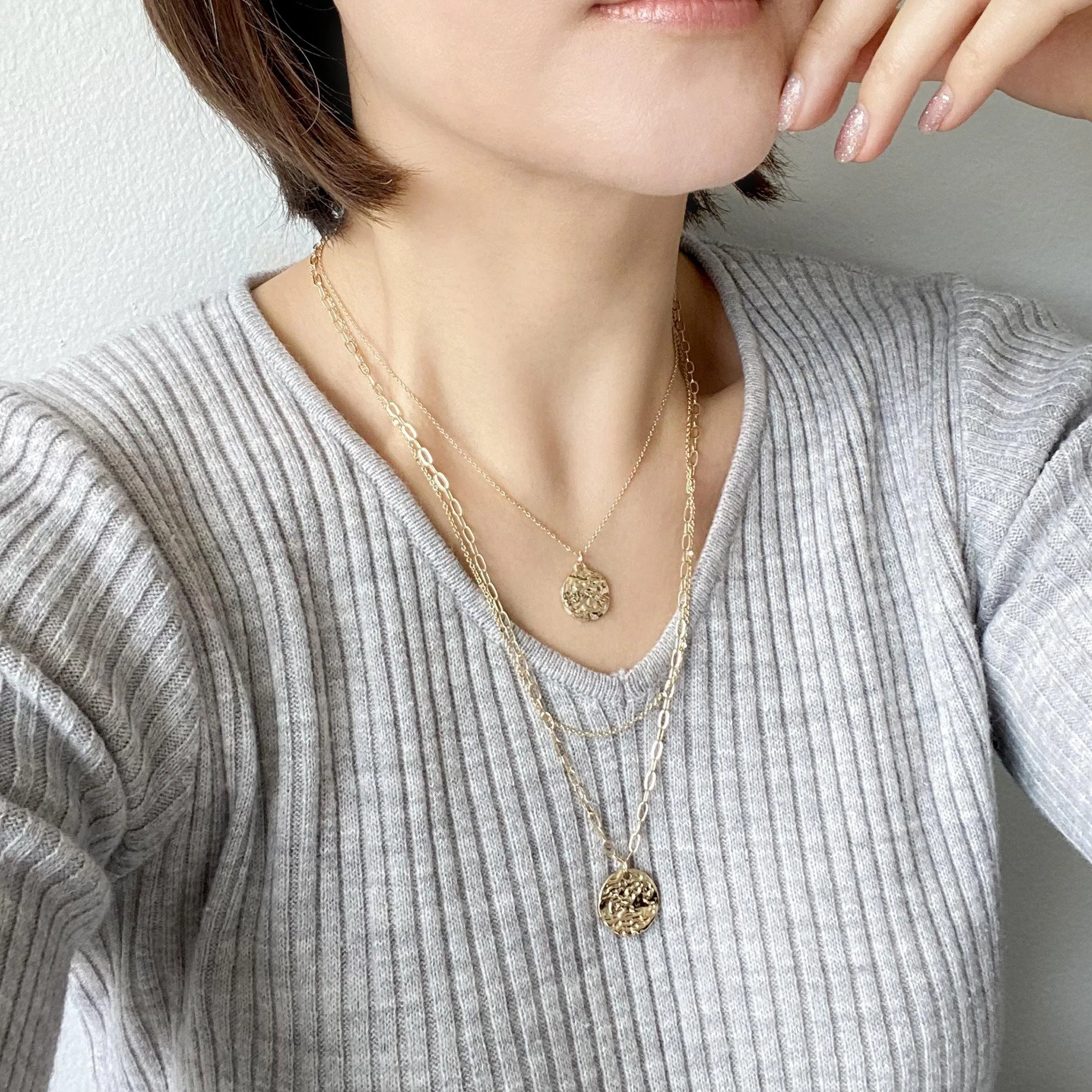 Modern Triple Layered Pendant Necklace