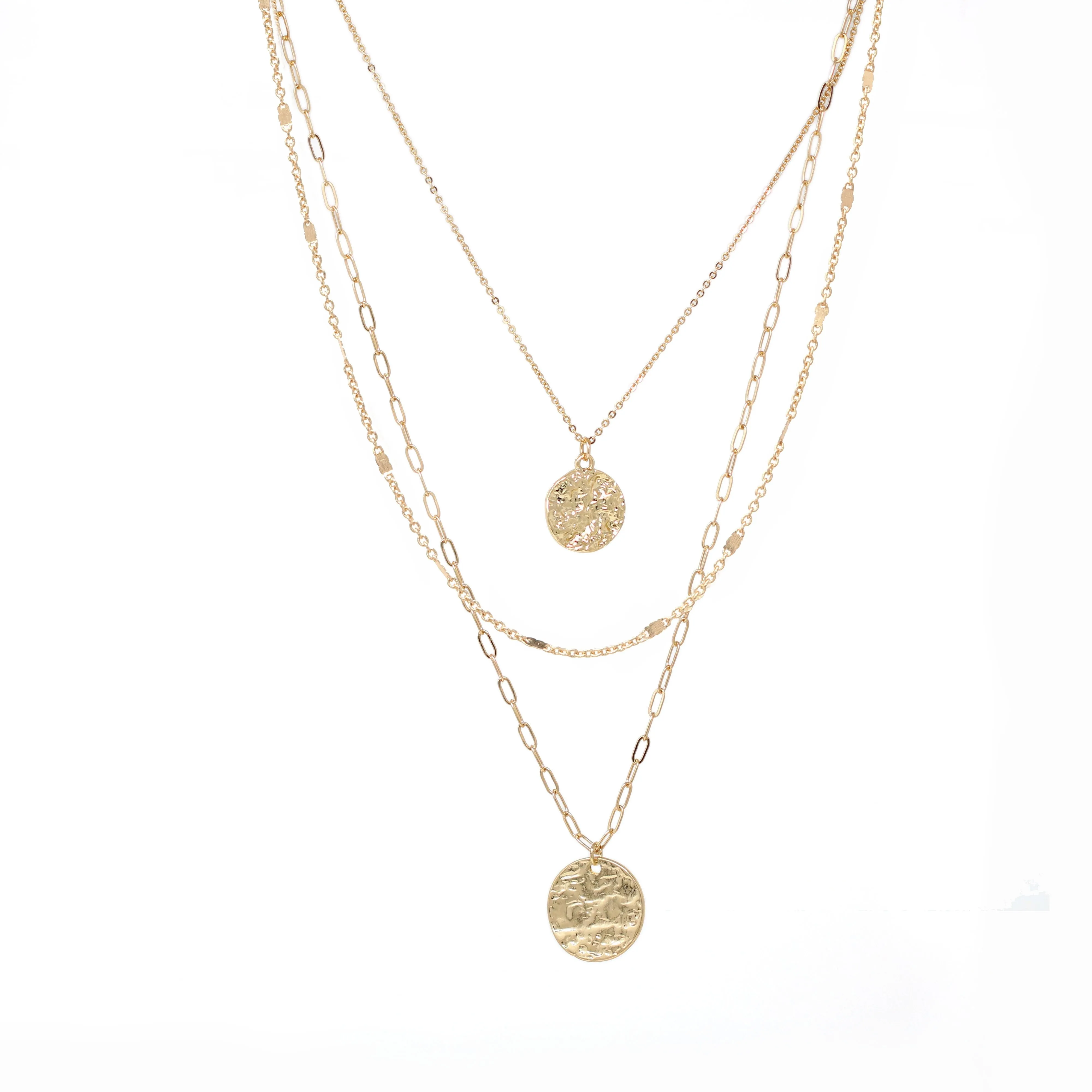 Modern Triple Layered Pendant Necklace