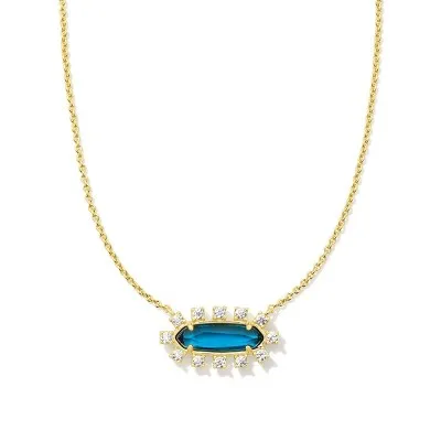 Open Box - Kendra Scott Eva Framed Pendant Necklace - Dark Blue Glass