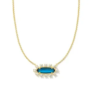 Open Box - Kendra Scott Eva Framed Pendant Necklace - Dark Blue Glass
