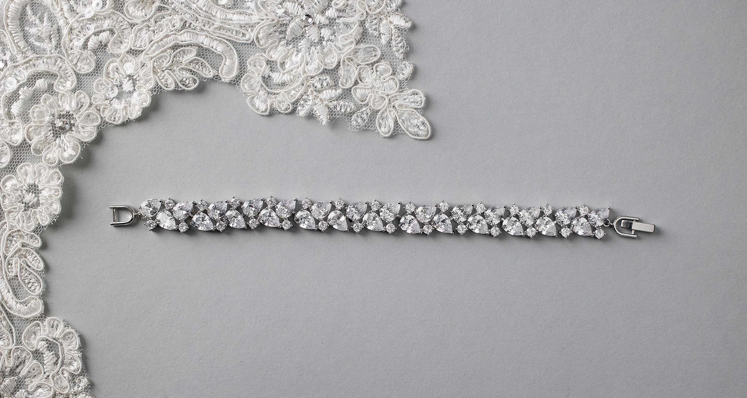 Pear Cut Cubic Zirconia Bridal Bracelet