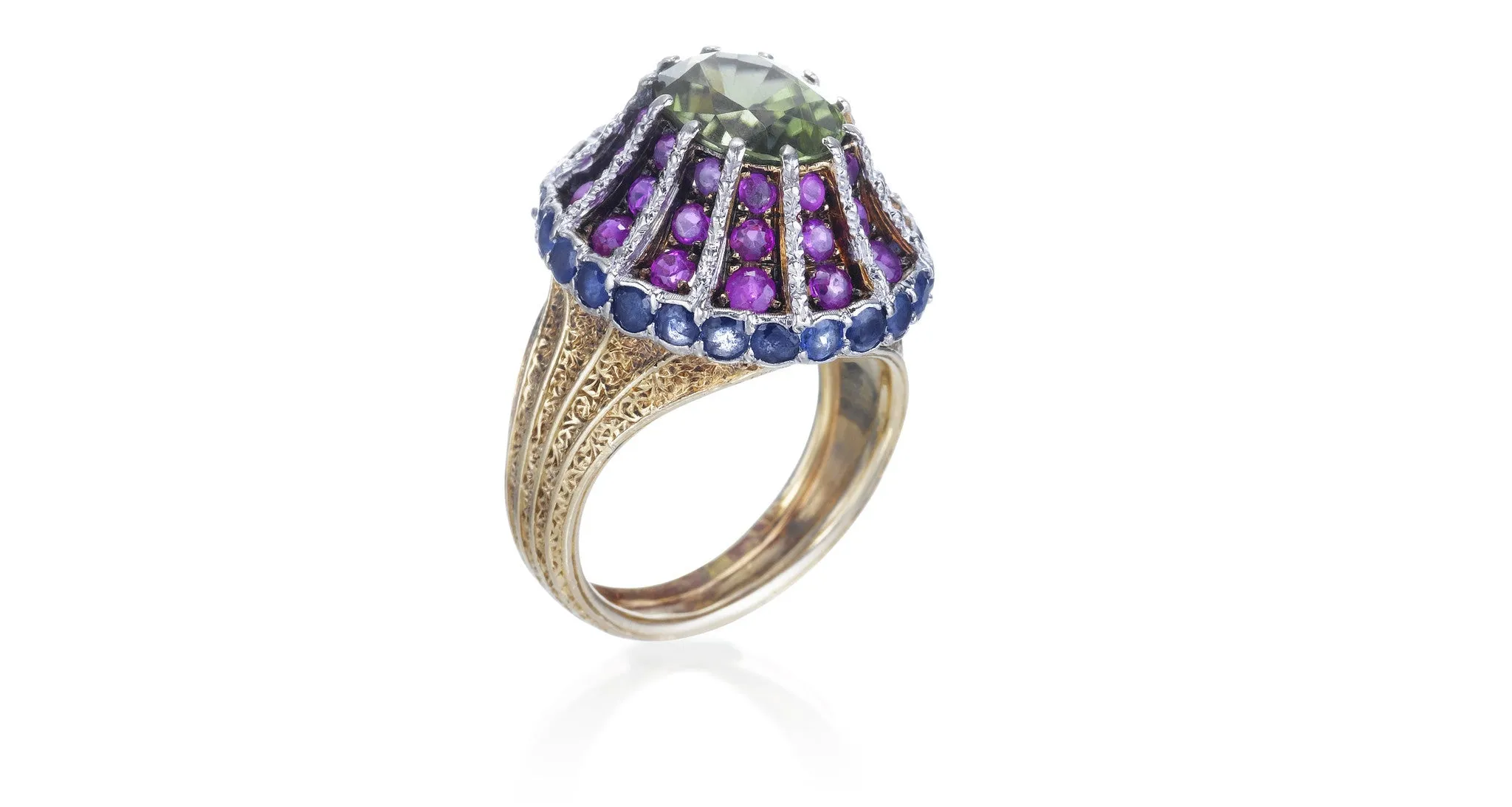 Peridot Ruby & Sapphire Ring