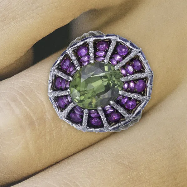 Peridot Ruby & Sapphire Ring