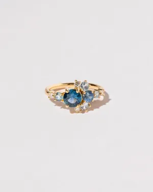 Petite Crescent Ring - Montana Sapphire & White Diamond