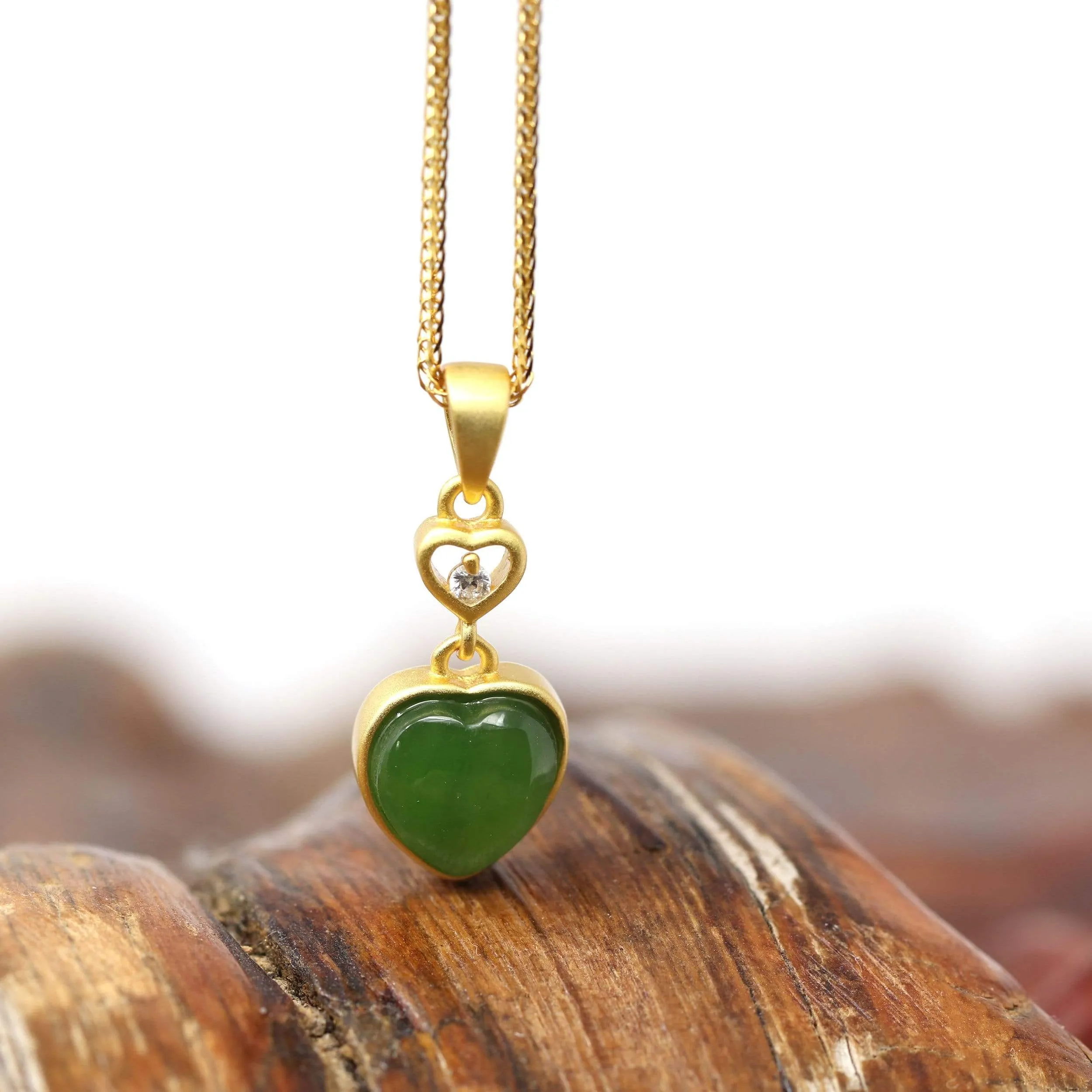 RealJade® "Love Heart" Sterling Silver Green Jade Classic Love Pendant Necklace