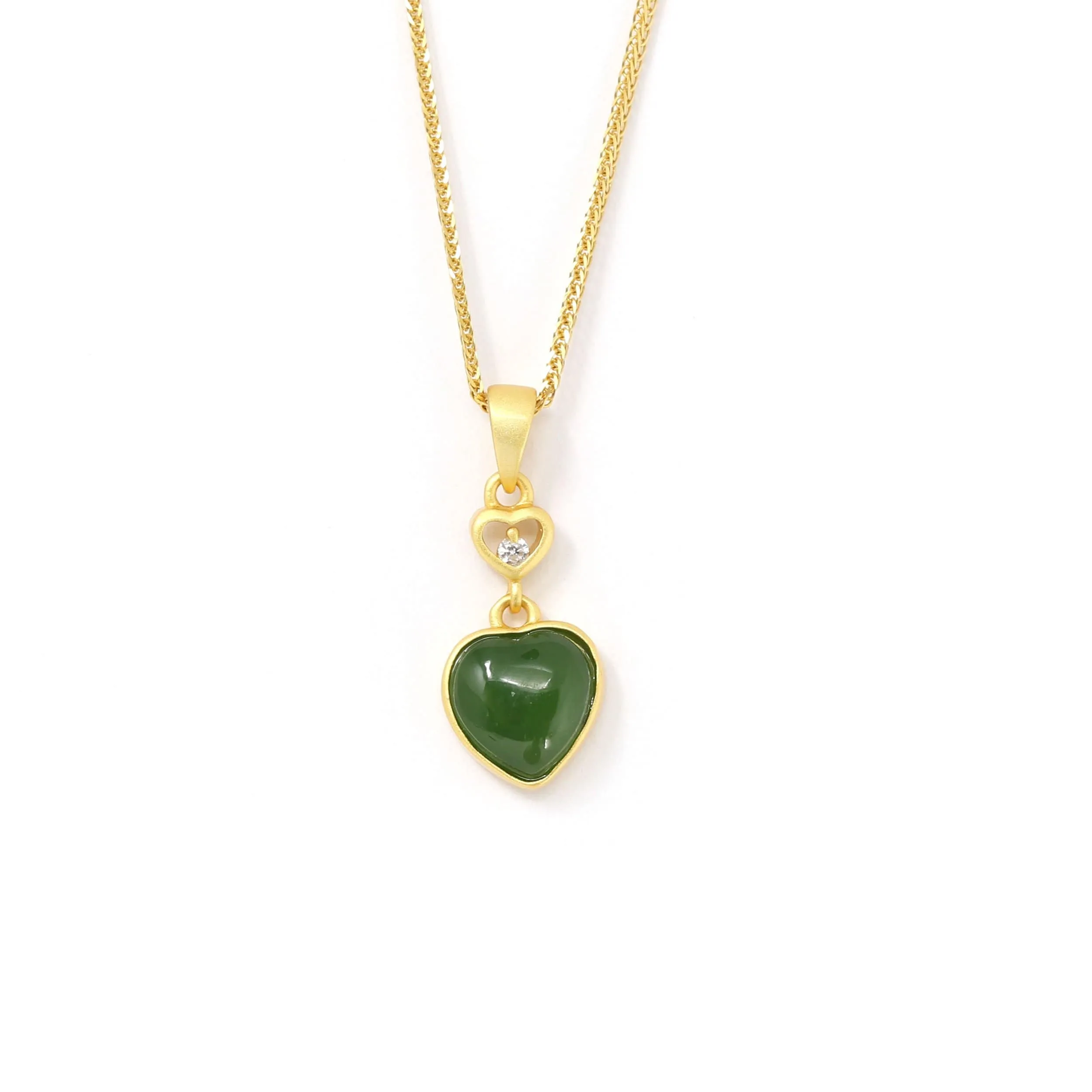 RealJade® "Love Heart" Sterling Silver Green Jade Classic Love Pendant Necklace