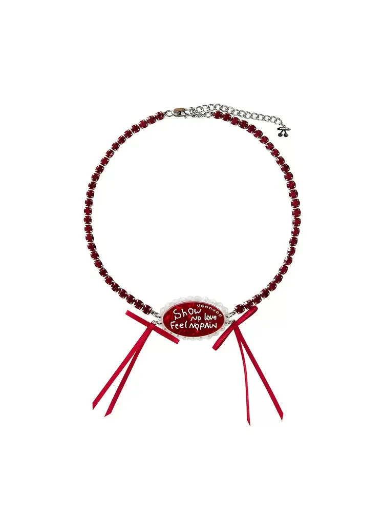 Red ribbon lace necklace【s0000009520】