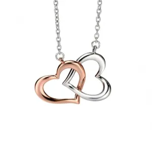Rose Gold Plated & Silver Heart Necklace N3722