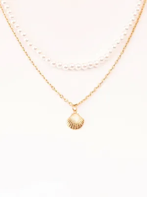 Sea Shell Pendant Layered Necklace