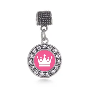 Silver Pink Princess Circle Memory Charm