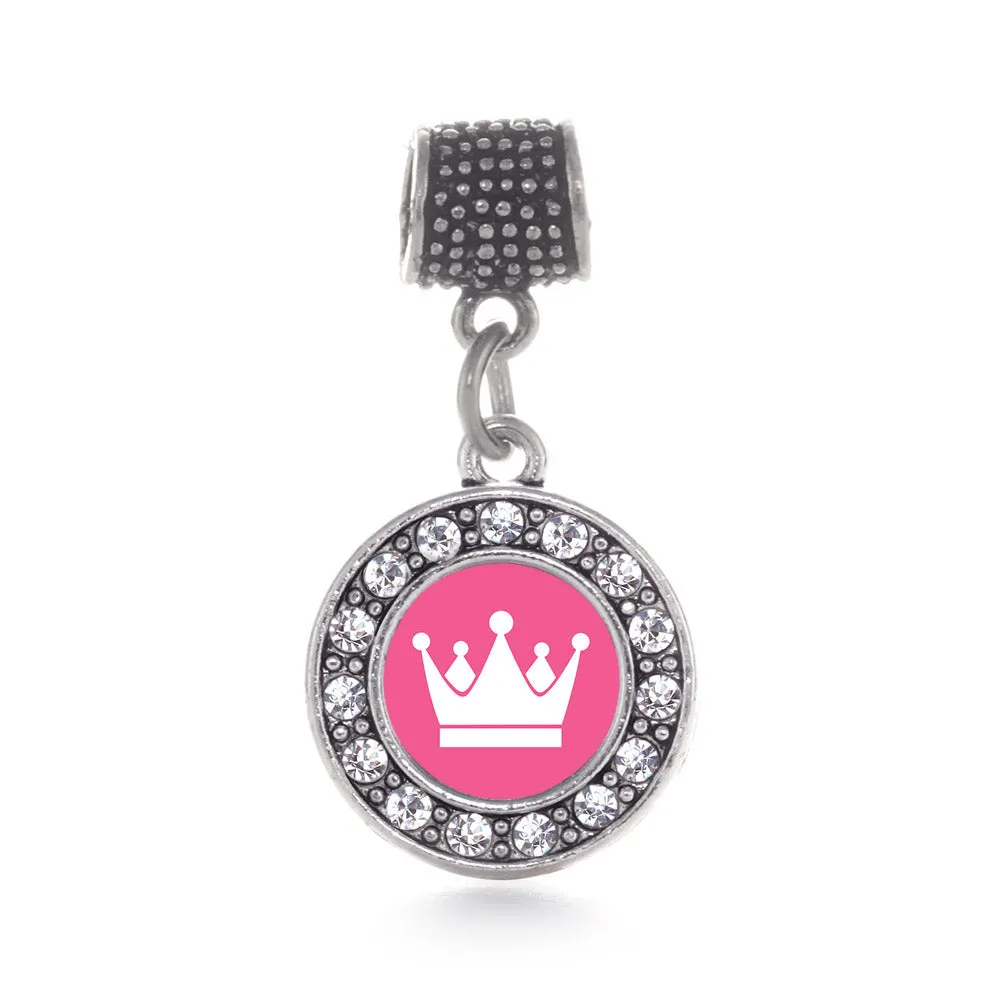 Silver Pink Princess Circle Memory Charm