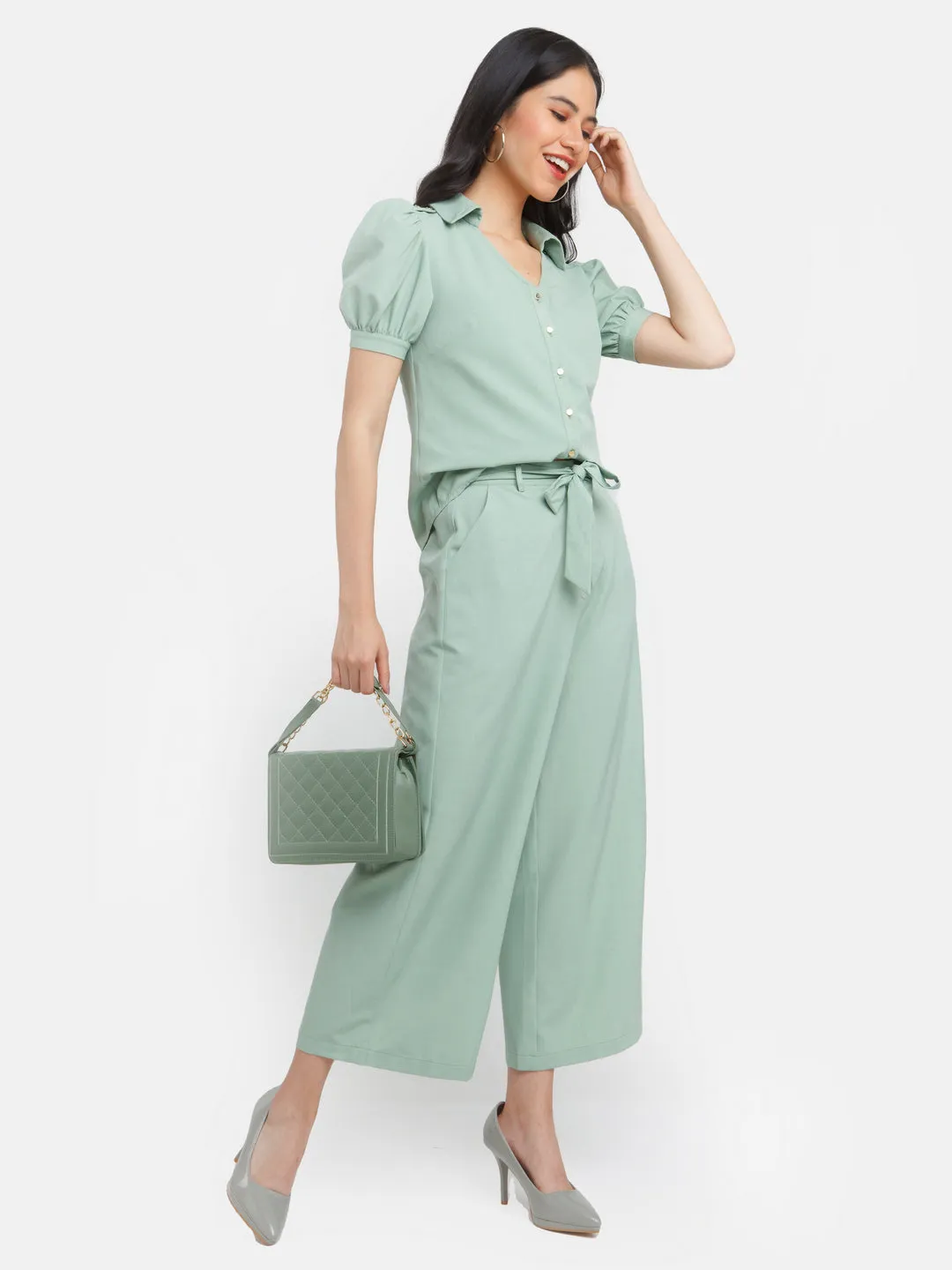 Solid Polyester Trouser