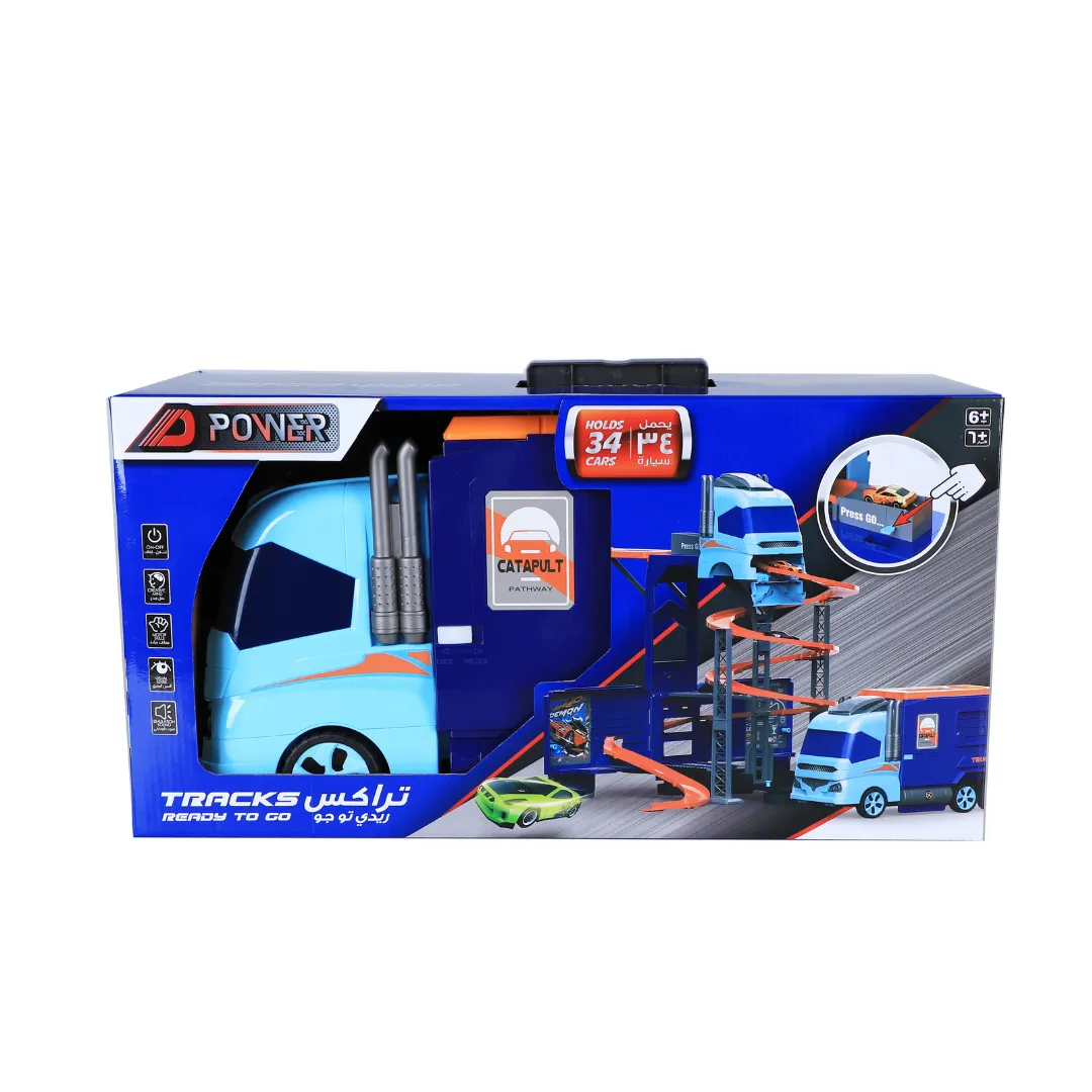 Super Transformer Construction Truck | 2in1 - Truck & Track Set, 6 Cars and Sign Boards included
