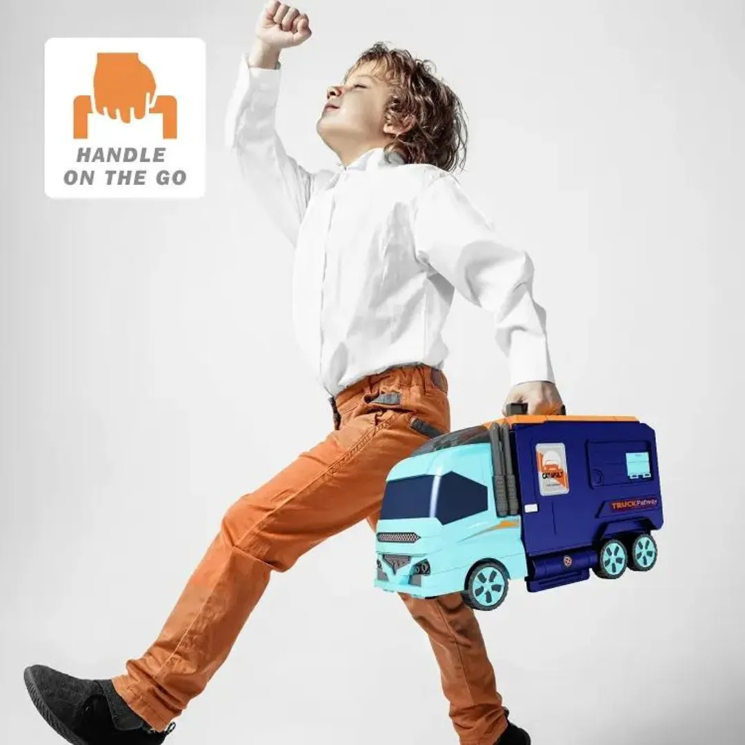 Super Transformer Construction Truck | 2in1 - Truck & Track Set, 6 Cars and Sign Boards included