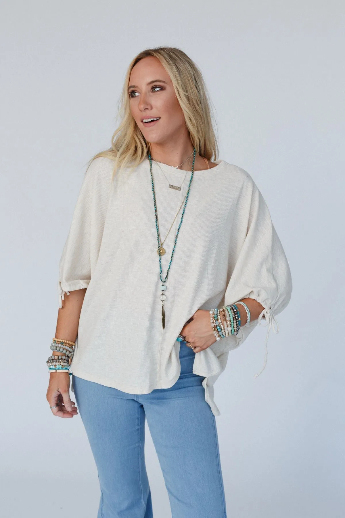 The Nest Little Lark Puff Sleeve Tee - Oatmeal