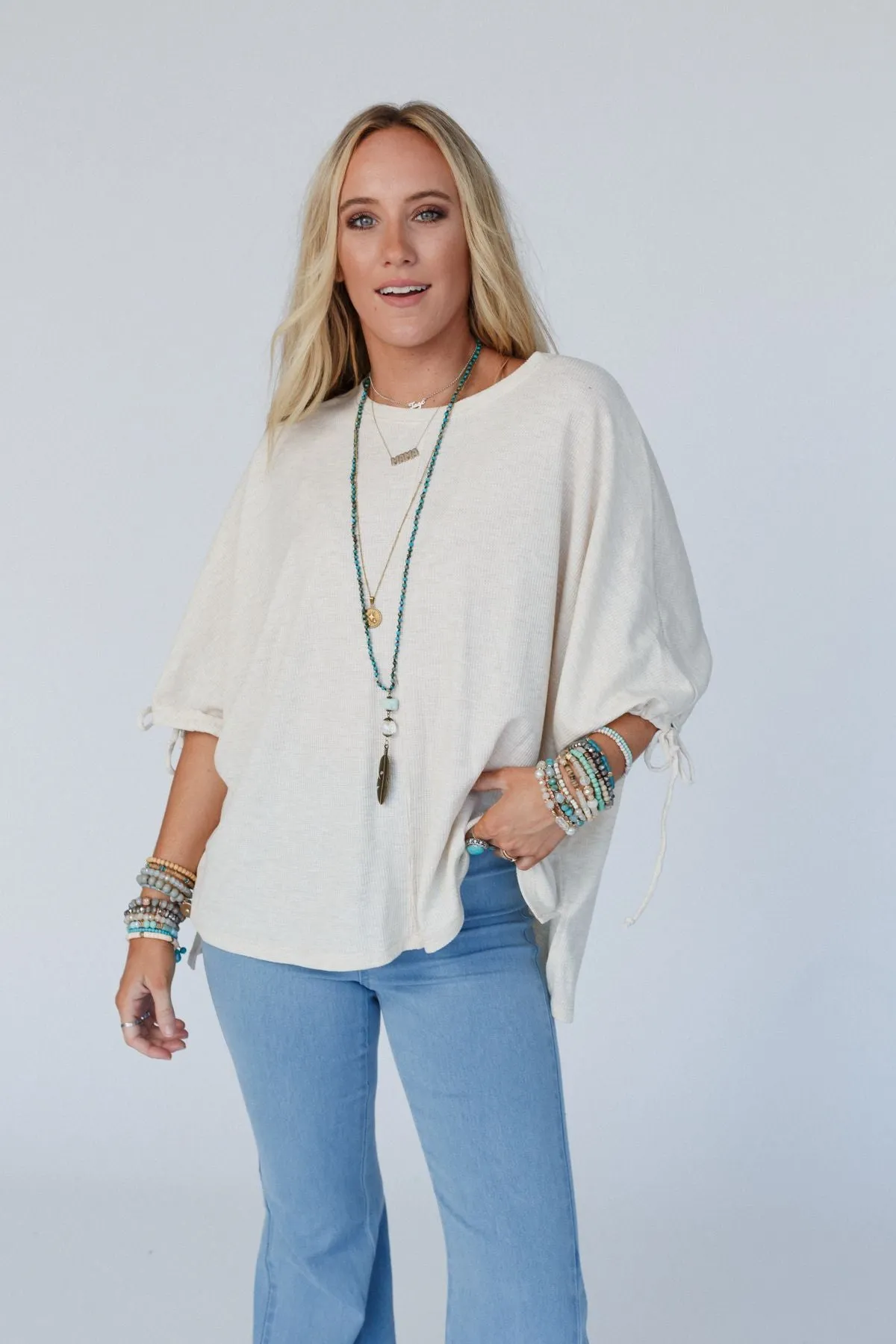 The Nest Little Lark Puff Sleeve Tee - Oatmeal