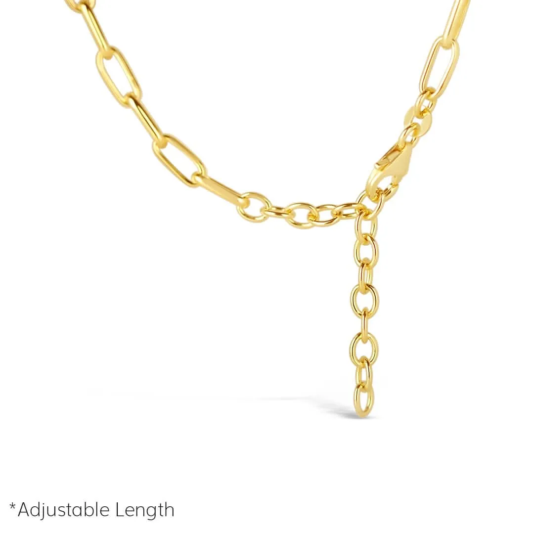 White Baroque Pearl Paperclip Necklace | Gold