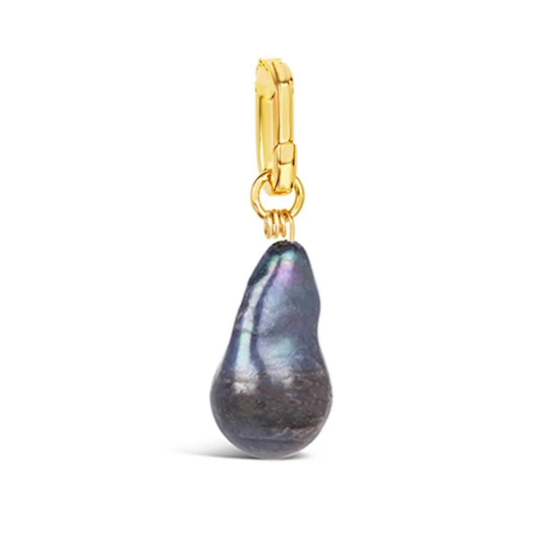 White Baroque Pearl Paperclip Necklace | Gold